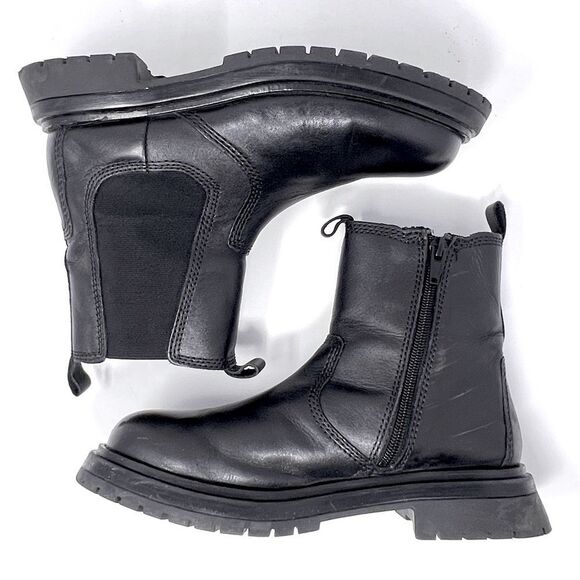 Zara Chelsea Black Leather Inside Zip Platform Lug Sole Ankle Boots EU 36 (US 6) - Picture 2 of 10